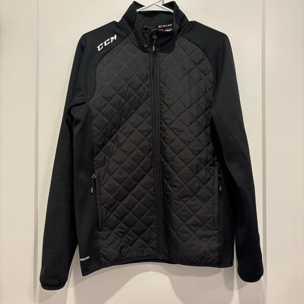 CCM Tactical Degree Jacket Mens Large Black Quilted Full Zip Hybrid Hockey Coat